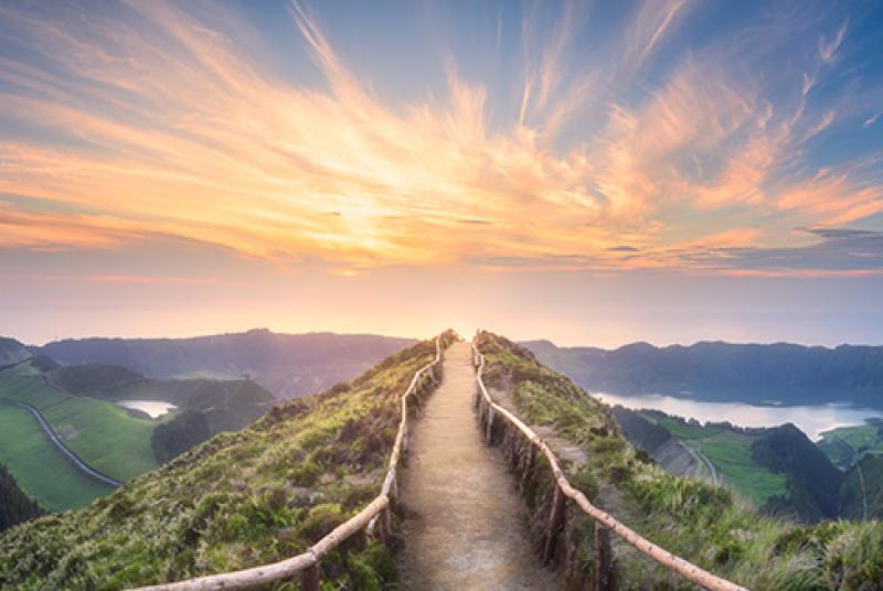 Mountain landscape Ponta Delgada island, Azores
