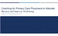 Coaching for Primary Care Physicians Coaching for Primary Care Physicians