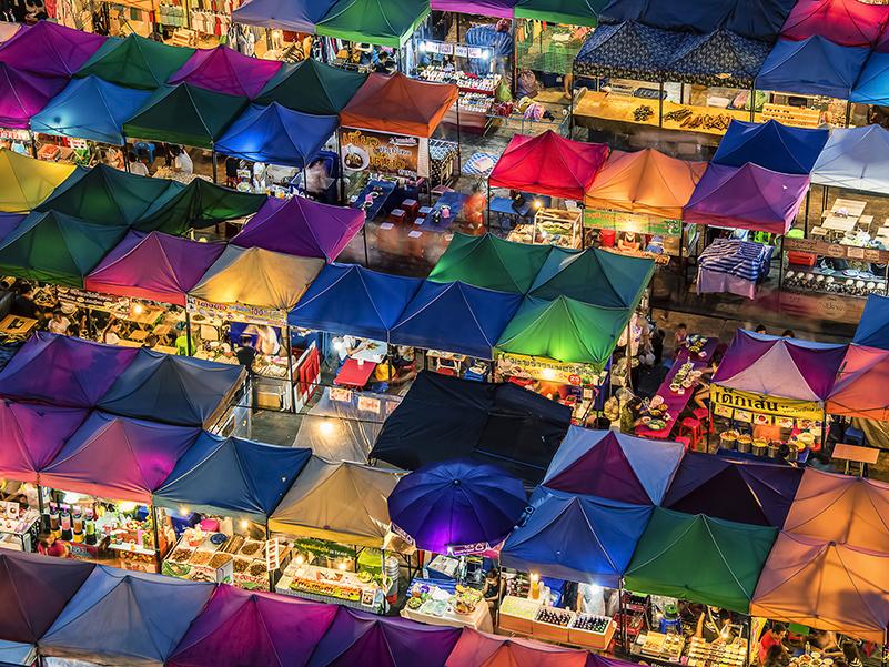 Train night market in Ratchadapisek Bangkok
