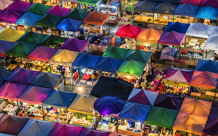 Train night market in Ratchadapisek Bangkok