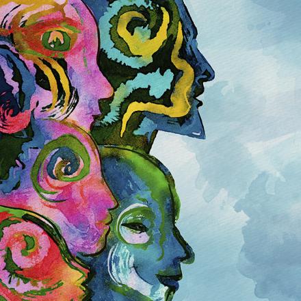 The Neuroscience of Racism Watercolor abstract faces. Diversity concept banner