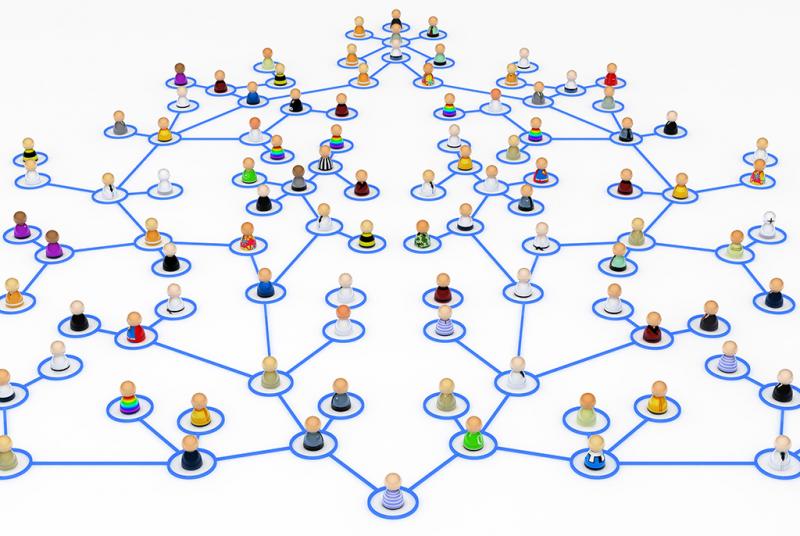 Gamepiece people connected by lines