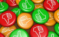 Red, Orange and Green buttons with thumbs down, sideways and up indicating feedback