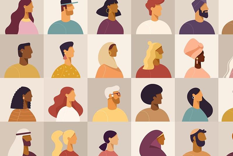 Squares of multi-cultural people