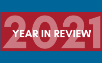 Institute of Coaching 2021 Year in Review Blue background with red banner that reads: 2021 Year in Review