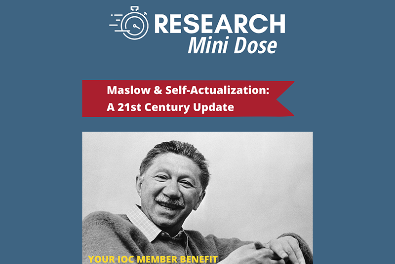 Graphic separated into 2 parts. Top part has a clock icon and title in red ribbon banner; Bottom part has a part has a photo of Abraham Maslow